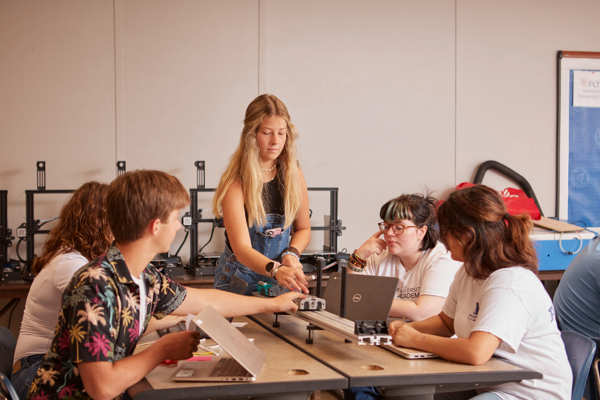 students working on project